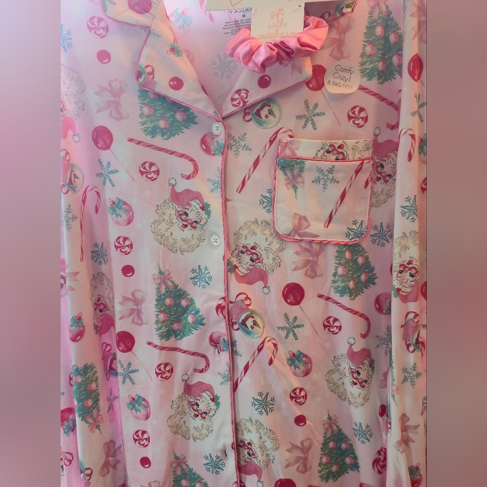 Tahari PINK CHRISTMAS PAJAMAS SZ M